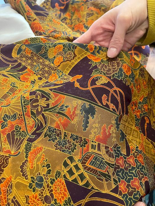 平安絵巻模様アンティーク着物