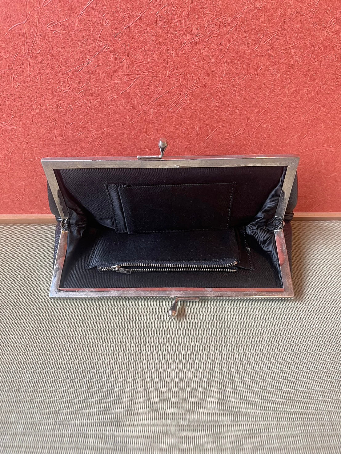 リサイクル がま口ハンドバック 本革 アンティーク ヴィンテージ